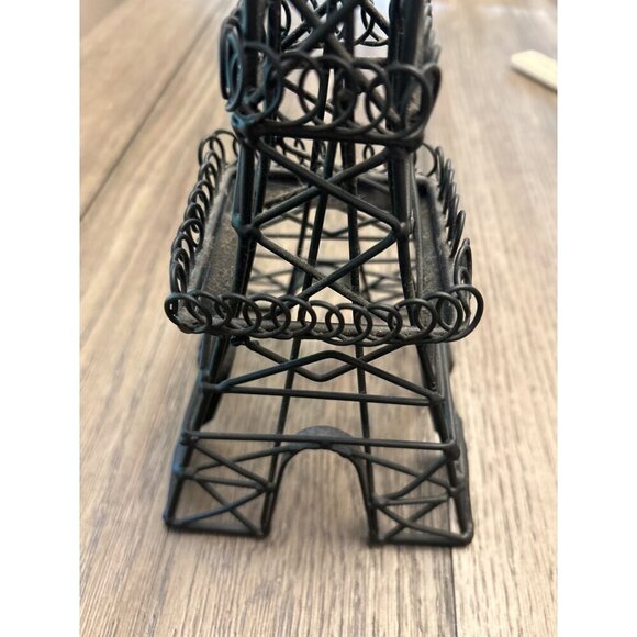 Miniature Eiffel Tower Wire Sculpture 12.25" Tall Black Metal Home Decor - Picture 3 of 4